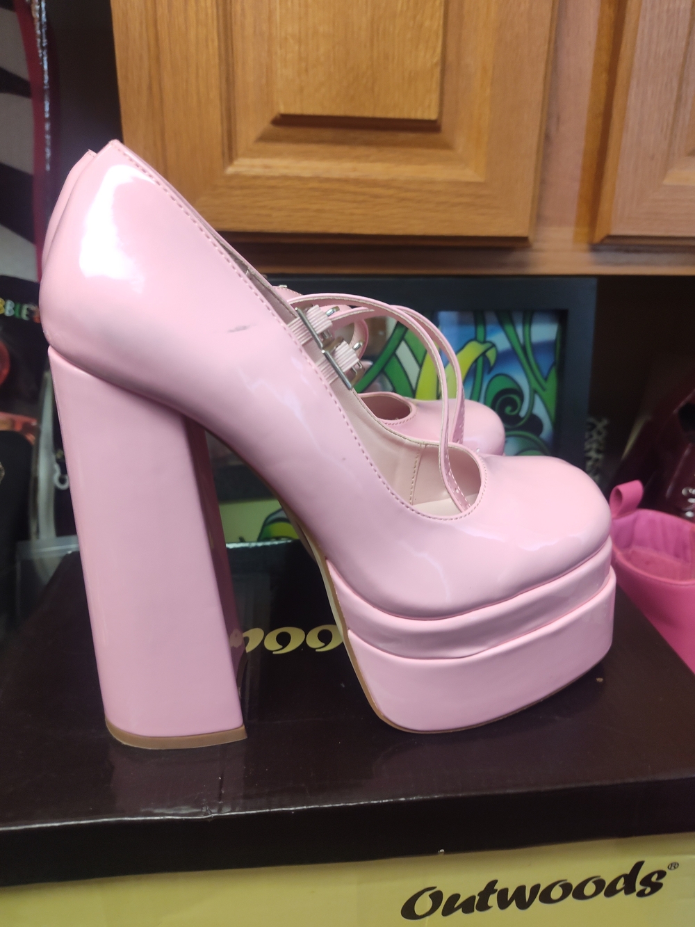 Pink Patent Platform Mary Jane High Heels By Liliana, Size 7 1/2